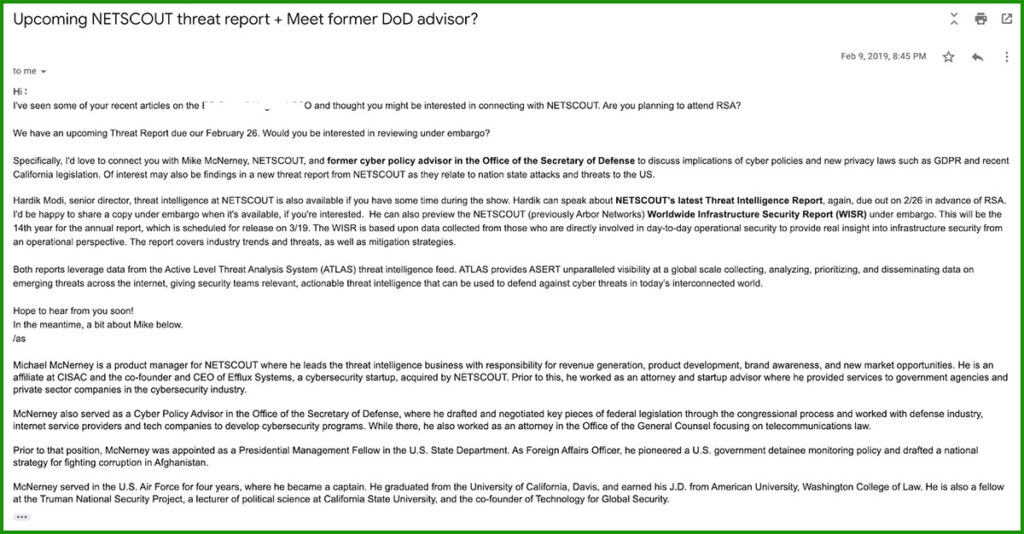 netscout report email for b2b pr