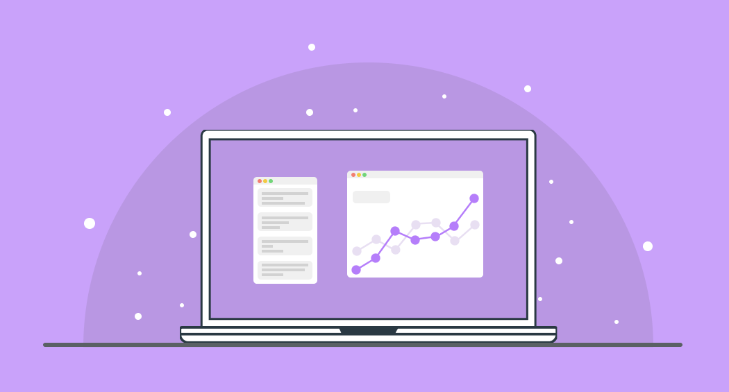 Laptop showing graph of blogger outreach results