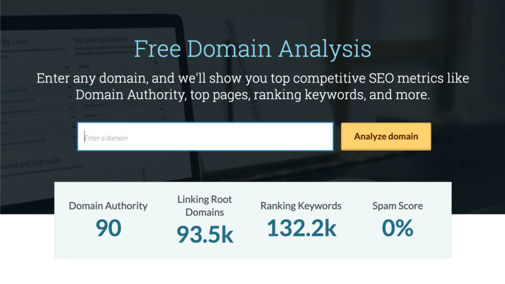 Moz domain analysis tool